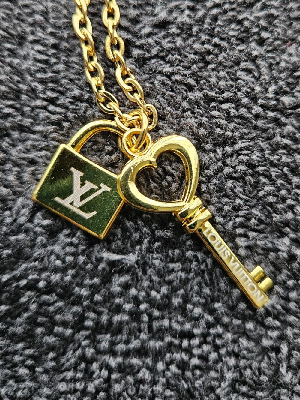 Cute Gold Lock and Key Charm Set